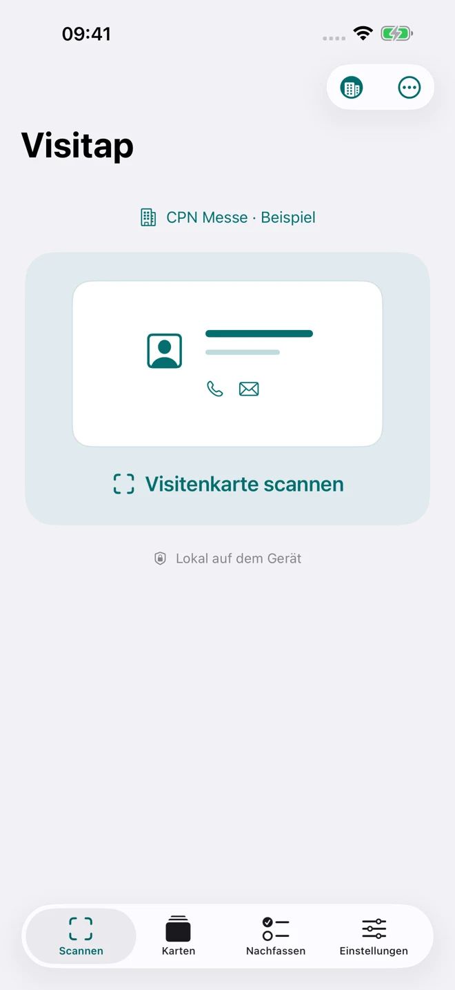 Automatischer Scan auf der Visitap-Startseite